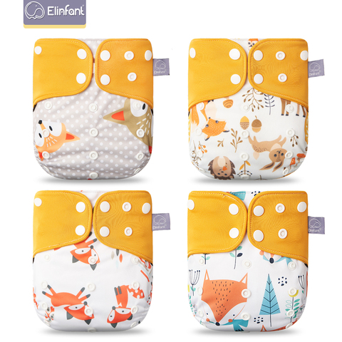Elinfant ECO-friendly diaper New 4pcs/set Washable coffee mesh Cloth Diaper cover Adjustable Nappy Reusable Cloth pocket Diapers ► Photo 1/6
