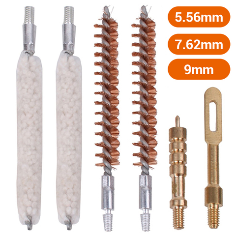 6 Pcs/Set Gun Cleaning Rod Brush Head Kit .30cal 7.62mm .22cal 5.56mm .35cal 9mm Rifle Pistol Cleaning Tool Hunting Accessories ► Photo 1/6