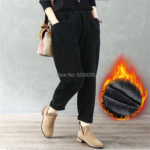 harem pants fall winter warm pants elastic waist casual autumn winter corduroy pants women plus size 3xl corduroy trousers women ► Photo 1/6