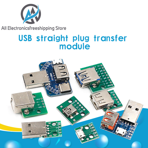 1PCS USB Male Connector / MINI MICRO USB to DIP Adapter female connector 2.54 Connector B Type-C USB2.0 3.0 Female PCB Converter ► Photo 1/6