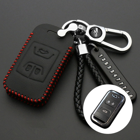 3 Buttons Colorful Leather Car Key Case Bag For Chery Tiggo Arrizo Auto Smart Remote Key Cover Holder Car Interior Accessories ► Photo 1/6
