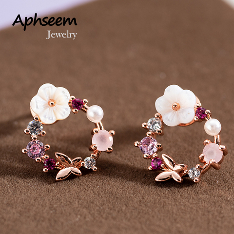 Korean New Colorful Rhinestone Pearl Drop Earrings for Women Charm Butterfly Flowers Shell Drop Earring Jewelry Gift Brincos ► Photo 1/6