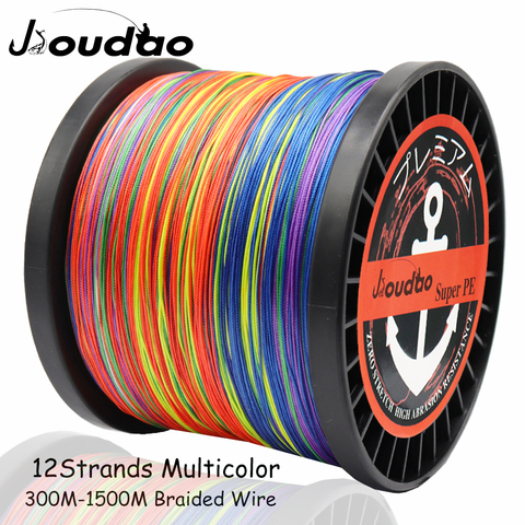 Jioudao 12 Strands 300M/500M/1000M/1500M Super Strong PE Braided Fishing Line 40LB-205LB Multicolor Saltwater Fishing Weave Line ► Photo 1/6