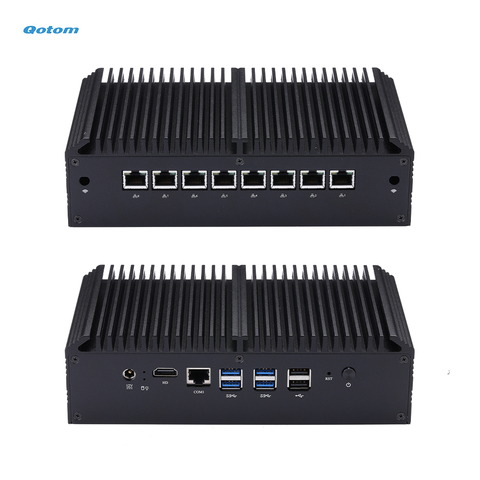 Qotom Q800GE Mini PC 8 Gigabit LAN Ports 8th Gen Celeron Core i3 i5 i7 Processor Onboard Advanced Firewall Router VM ► Photo 1/6