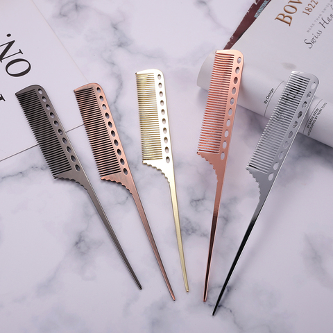 Anti-static Metal Combs Aluminum Hairdressing Brush Durable Haircut Comb Salon Hair Styling Tools Barber Accessories 1PCS ► Photo 1/6