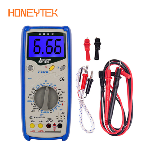 HONEYTEK DT9208 Multimeter Digital Professional Capacitor Tester AC/DC Voltage Current Tester Digital  Multimeter Temperature ► Photo 1/6