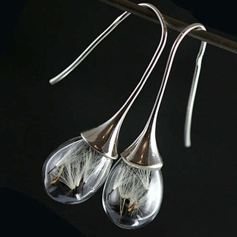 New Trendy Handmade Dandelion Drop Earrings Fashion Transparent Glass Ball Small Water Drop Earrings for Women Jewelry ► Photo 1/6