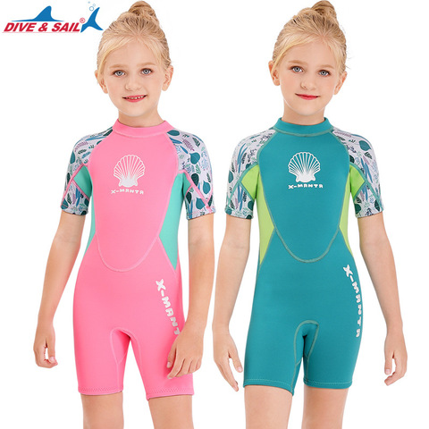 kids girls  Neoprene 2.5mm  Diving Suit Swimwear Girls Short Surfing Swimsuit Wet Suit  Girl  swimsuit diving kids shorty ► Photo 1/6