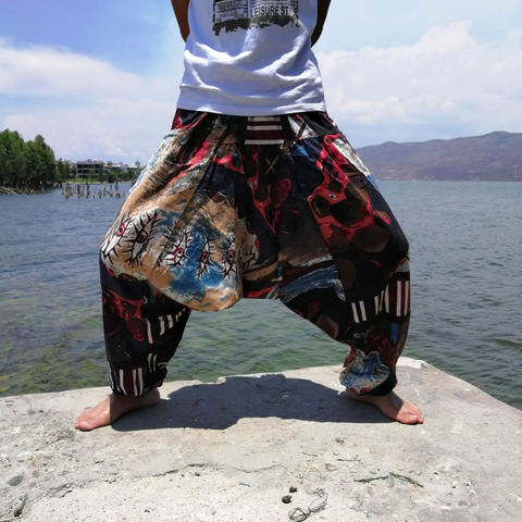 Women Boho Harem Pants Loose Oversized Cotton Linen Streetwear Hip Hop Dance Trousers Ethnic Print Hippie Pants ► Photo 1/6