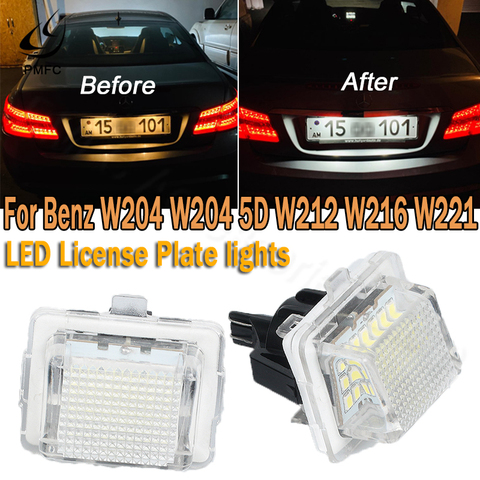 PMFC LED License Plate lights bulb White No Hyper Flash 12V For Mercedes-Benz W204 W204 5D W212 W216 W221 CanBus No Error ► Photo 1/6