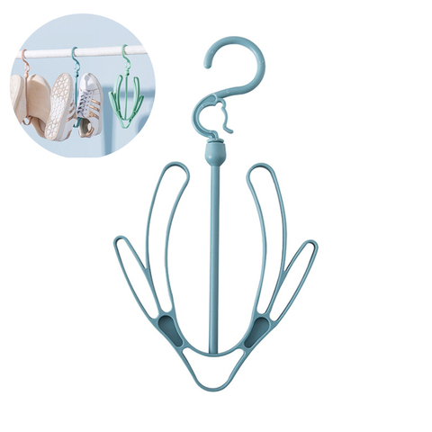 1pc Multifunctional Shoes Hanger Double Hooks Windproof Rotatable Balcony Scarf Necktie Shoes Hanging for Home Storage Organizer ► Photo 1/6