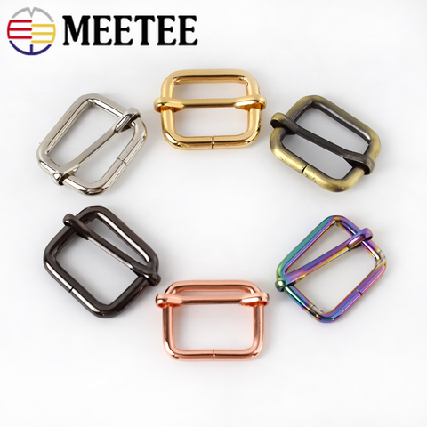 Meetee 10pcs 13-50mm Metal Pull Core Buckle Webbing Adjustment Buckles Tri-glides Slides Roller Pin Clasp Bag Strap Slider Hook ► Photo 1/1