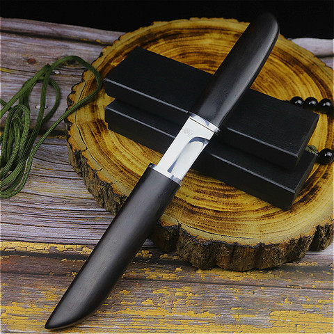 PEGASI ebony D2 tactical knife, Japanese mirror light outdoor hunting defensive straight knife (samurai sword classic) ► Photo 1/6