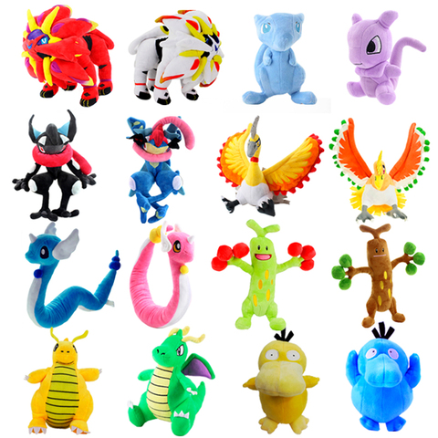 Buy Online Styles Anime Shiny Mew Greninja Dragonair Psyduck Dragonite Kyogre Solgaleo Ho Oh Magnemite Stuffed Plush Cartoon Doll Toy Alitools