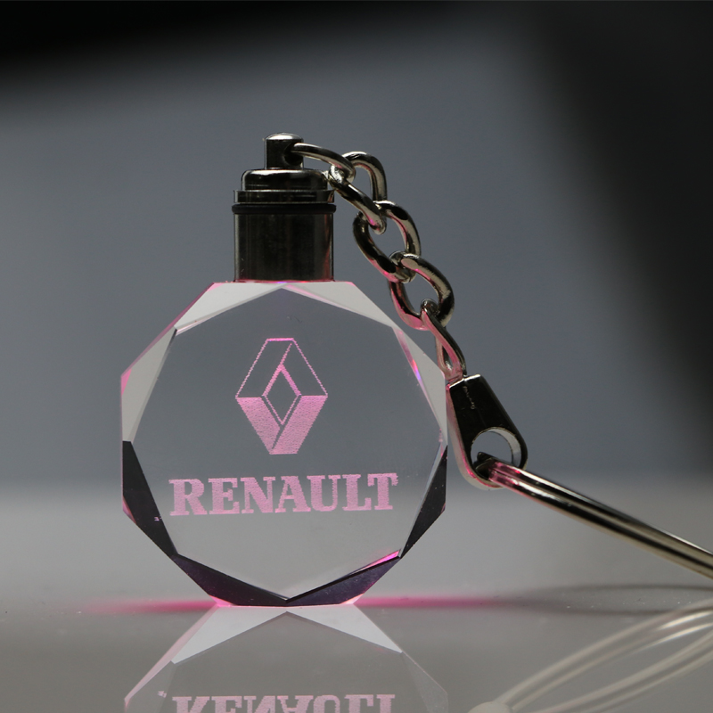 Car Logos For Renault LED Night Light Color Changing Crystal Key Chain Keychain 