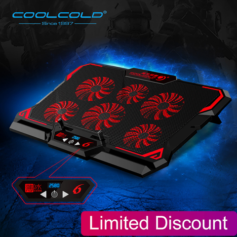 Laptop Cooler 6 Fans Laptop Cooling Pad 2 USB Port With Led Screen 2600RPM for 14-17 inch Gaming Laptop Cooler Stand ► Photo 1/6