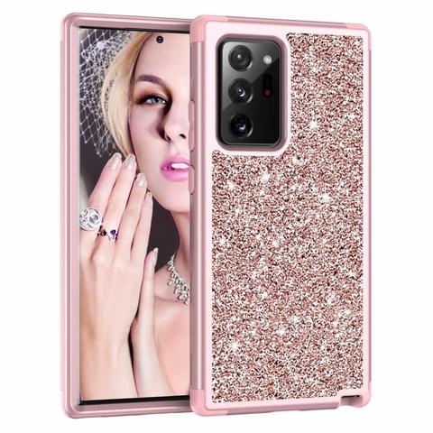 3 in 1 Full-Body Shockproof Case For Samsung Galaxy S21 Ultra Note 20 Note 10 S10 S9 Plus Coque Glitter Armor PC Silicon Cover ► Photo 1/6