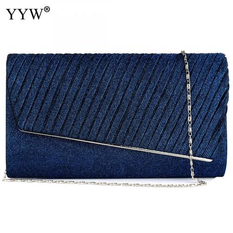 Blue Clutch Evening Bag With Chain Crossbody Bags For Women 2022 Fashion Wedding Party Luxury Clutches And Purse Female Sac ► Photo 1/6