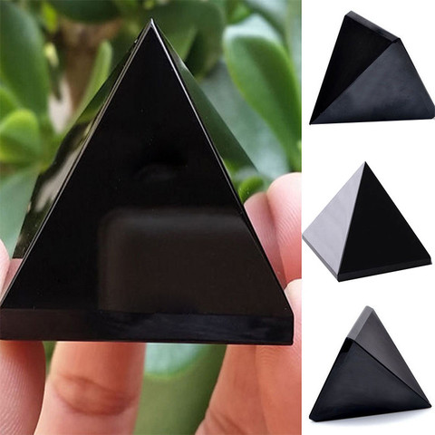 Obsidian Pyramid Living Room Natural Crystal Stone Obsidian Pyramid Ornaments #CO ► Photo 1/6