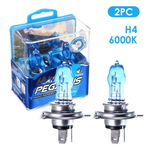 2 Pcs DC 12V H4 100W 6000K White Light Super Bright Car HOD Halogen Bulbs Auto Front Headlight Lamp External Lights for Cars ► Photo 1/6