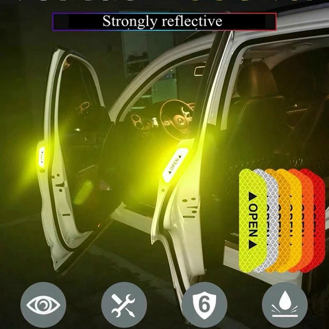 2pcs Car door safety anti-collision warning reflective stickers OPEN stickers long-distance reflective paper decorative stickers ► Photo 1/6