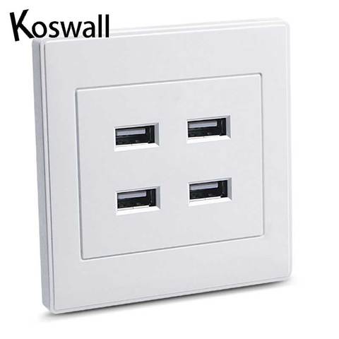 4 USB Ports DC 5V Home Office Electric Wall Mounted Power Socket Charger Outlet ► Photo 1/4