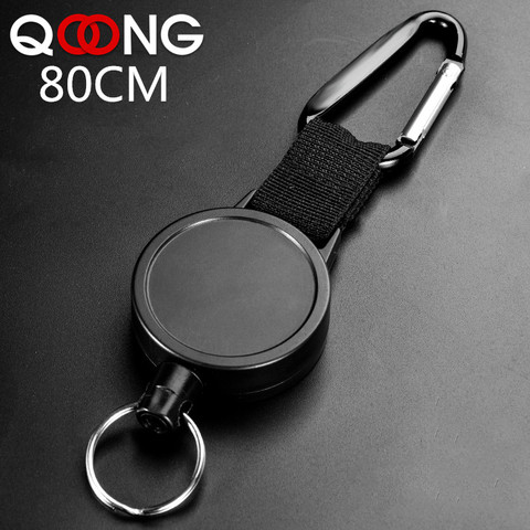 Retractable Heavy Duty Pull Ring Key Chain Recoil Keyring Wire Rope Key  Holder