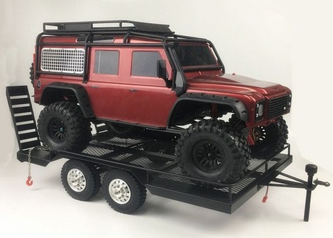 Bouble Axis Heavy Duty All Metal Trailer for 1/10 Rc Rock Crawler Truck Traxxas Trx4 Axial Scx10 90046 90047 Cc01 D90 D110 TRX-4 ► Photo 1/6