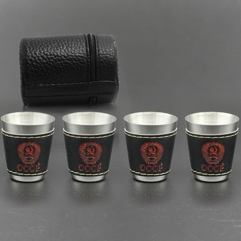28/30/70ml Mini Stainless Steel Shot Wine Cup Vodka Cup Portable Personalized 4pcs Shot Glasses Set ► Photo 1/6