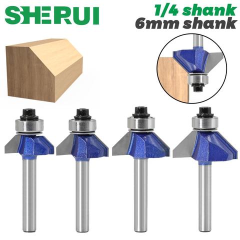 1pc 6mm Shank 1/4 shank45 Degree Chamfer Router Bit The high quality Edge Forming Bevel Woodworking Milling Cutter for Wood Bits ► Photo 1/1