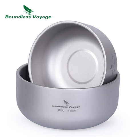 Boundless Voyage Titanium Double-Wall Bowl for Adult Children Outdoor Camping Tableware 200ml 420ml ► Photo 1/6