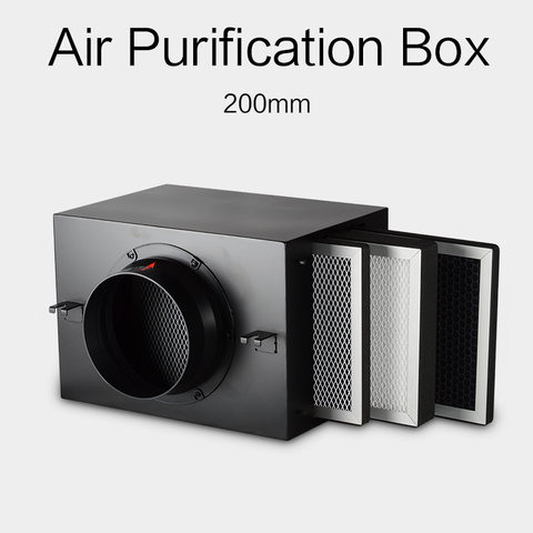 HVAC ventilation air purification box 200mm with Activated carbon metal air purifier high efficient HEPA filter to remove PM2.5 ► Photo 1/6