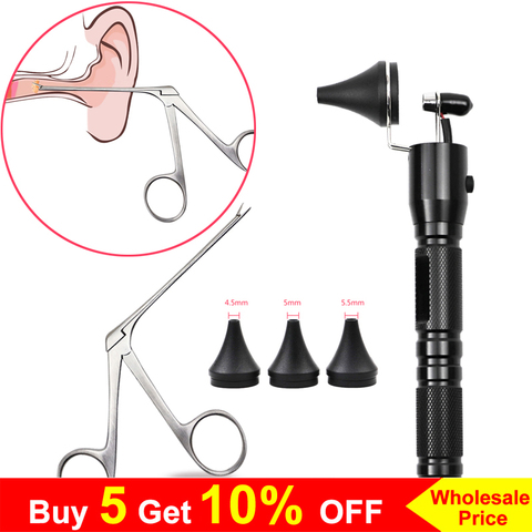 New Ear Pick Endoscope Earwax Remover Hartman Micro Alligator Crocodile Forcep Earpick Nose Operational Cleaner Clip Tweezer Set ► Photo 1/6