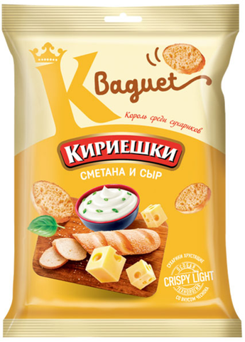 «Кириешки Baguet», сухарики со вкусом сметаны и сыра, 50 г ► Photo 1/1