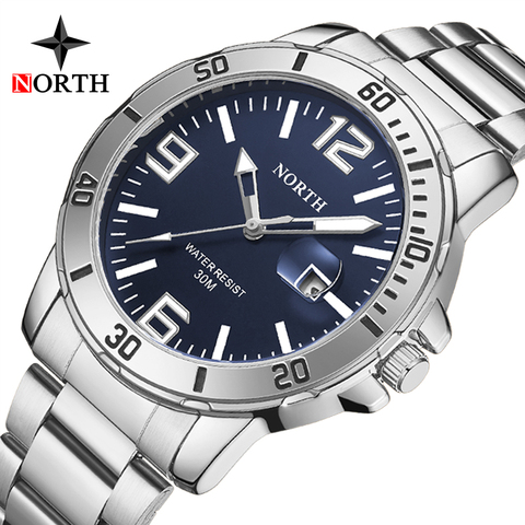 Luxury Brand Men New Watch NORTH Fashio Waterproof Sport Stainless Steel Quartz Watch Simple Business Watches Relogio Masculino ► Photo 1/6