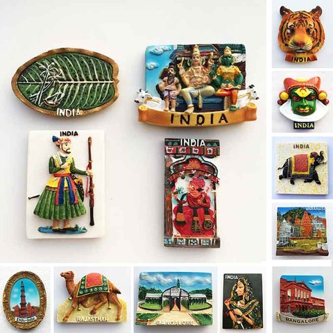 India Fridge Magnet Tourism Souvenir Rajasthan Bangalore 3D Resin Painted Crafts Magnets for Refrigerators Sticker Home Decor ► Photo 1/6