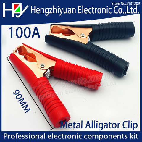 Hot Car Alligator Clips Battery Clamps Crocodile Clip 100A Red+Black 90mm *75mm  jacket electric bottle clamp power test clip ► Photo 1/6