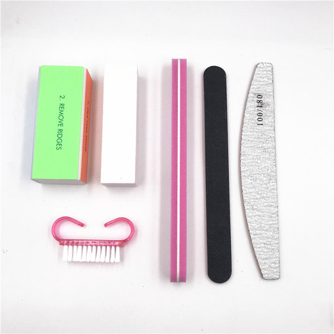 6pcs Nail Files 100\180 Nail Sanding Buffer Professional Nail Files Makeup Manicure Pedicure Set Nail Brushes Tool Extension Set ► Photo 1/6