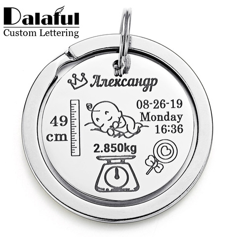 Personalized Baby Keychain Name Date Of Birth Weight Height For Newborn Commemorate Customized Keyring New Mom Dad Gift P026 ► Photo 1/6