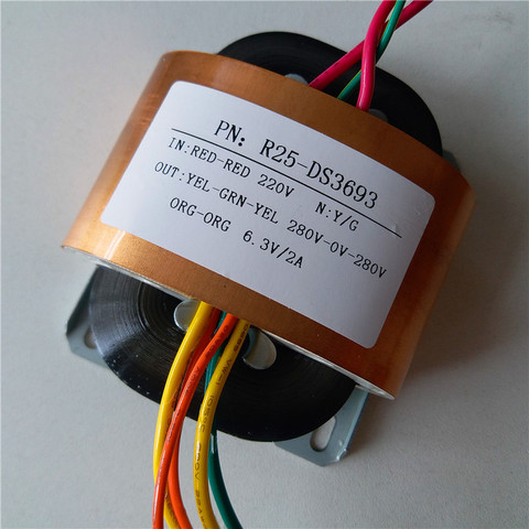 280V-0-280V 0.03A 6.3V 2A Transformer R Core R25 custom transformer 220V 30VA with copper shield for Pre-decoder power supply ► Photo 1/1