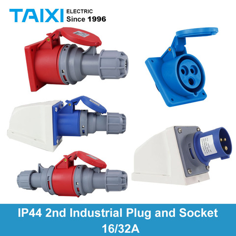 IP44 Industrial Plug and Socket 16A 3P 4P 5P Waterproof and Explosion-proof Plug and Socket 32A Industrial Coupler ► Photo 1/6