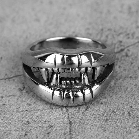 Stainless Steel Men Rings Devil Mouth Teeth Punk Rock Personality for Biker Male Boyfriend Jewelry Creativity Gift Wholesale ► Photo 1/6