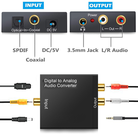 3.5mm Digital to Analog Audio Converter Amplifier Decoder Optical Fiber Coaxial Signal to Analog Stereo Audio Adapter ► Photo 1/5