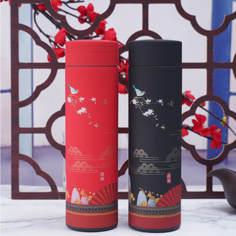 Vacuum cup exquisite illustration style, high-end display temperature, stylish appearance Exquisite stainless steel thermos ► Photo 1/6