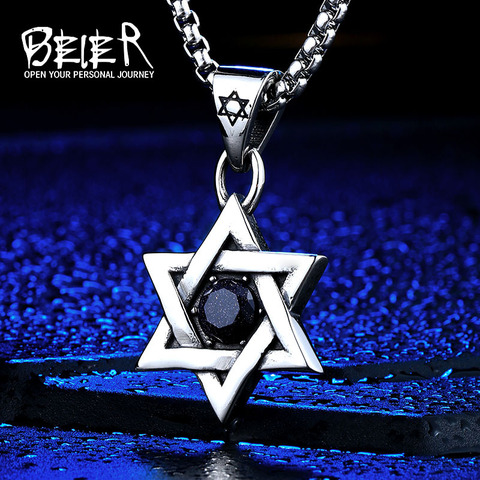 Beier new store 316L Stainless Steel pendant necklace star of david high quality fashion chain unisex jewelry LLBP8-017R ► Photo 1/6