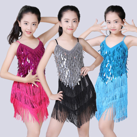 Children Latin Dance Dress Cha Cha Competition Latin Dress For Girls Sequins Dancing Costumes Kid Performance Show Stage Outfits ► Photo 1/6