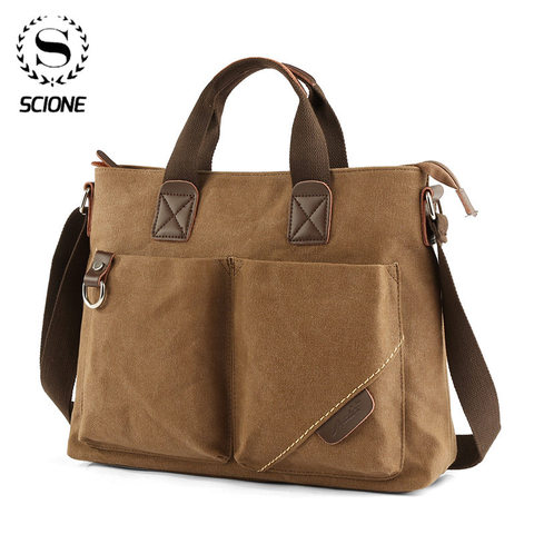 Scione Men Canvas Portable Handbag Business 2022 Fashion Casual Vintage Multifunction Shoulder Bag Leisure handbag Dropshipping ► Photo 1/6