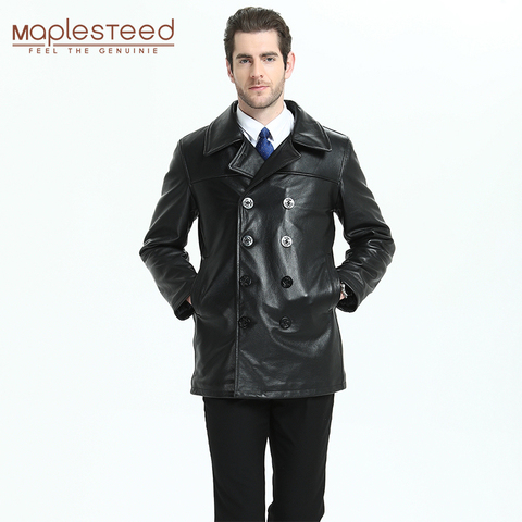 Long Men Leather Coat Quilted Thick 100% Natural Cow Skin Genuine Leather Jacket Man Winter Coat Long Warm M200 ► Photo 1/6