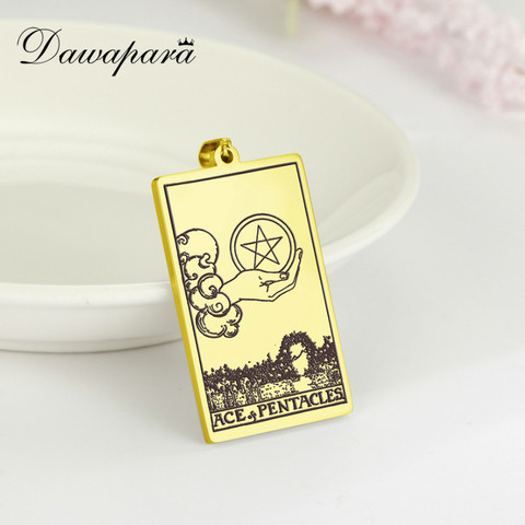 Dawapara Pentacles Tarot Card Pendant for Necklace Stainless Steel Golden Black Jewelry Accessories Charms Pendants ► Photo 1/6