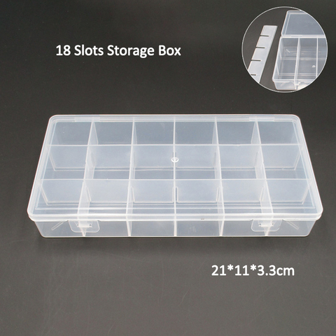 18 Slots Clear Plastic Empty Storage Box for Nail Art Manicure Tools Jewelry Beads Display Storage Case Organizer Holder 21*11cm ► Photo 1/1